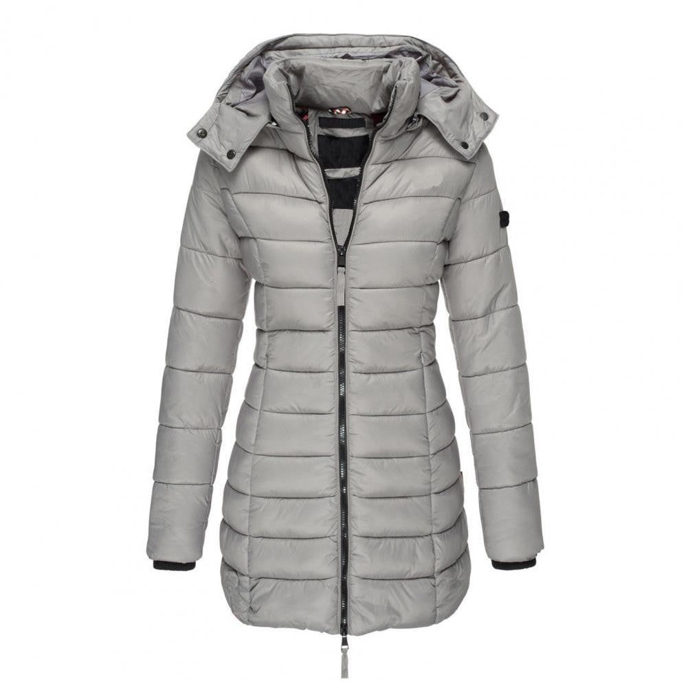 Veste longue matelassée oversize à capuche pour femme, Manteau d'hiver coupe-vent et déperlant
