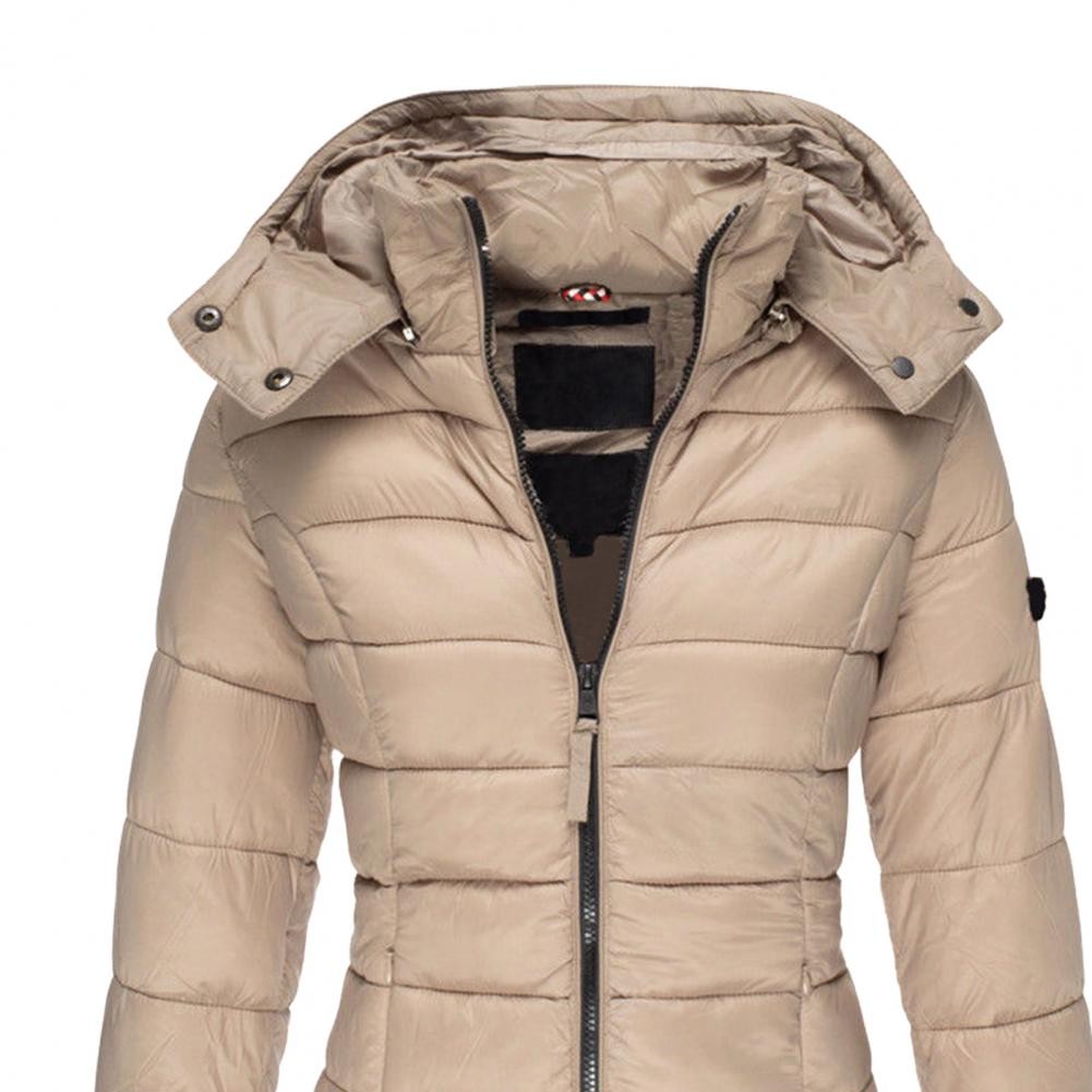 Veste longue matelassée oversize à capuche pour femme, Manteau d'hiver coupe-vent et déperlant