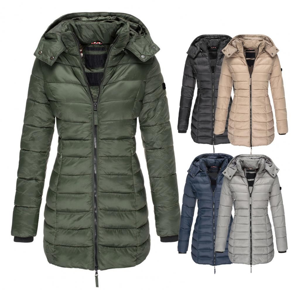 Veste longue matelassée oversize à capuche pour femme, Manteau d'hiver coupe-vent et déperlant