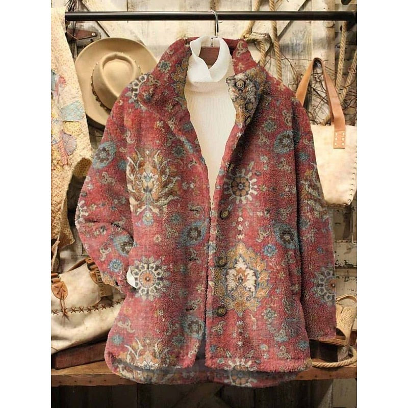 Veste matelassée à imprimé fleuri vintage pour femme