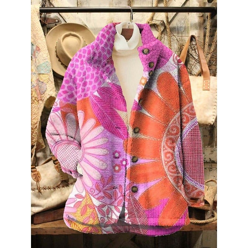 Veste matelassée à imprimé fleuri vintage pour femme