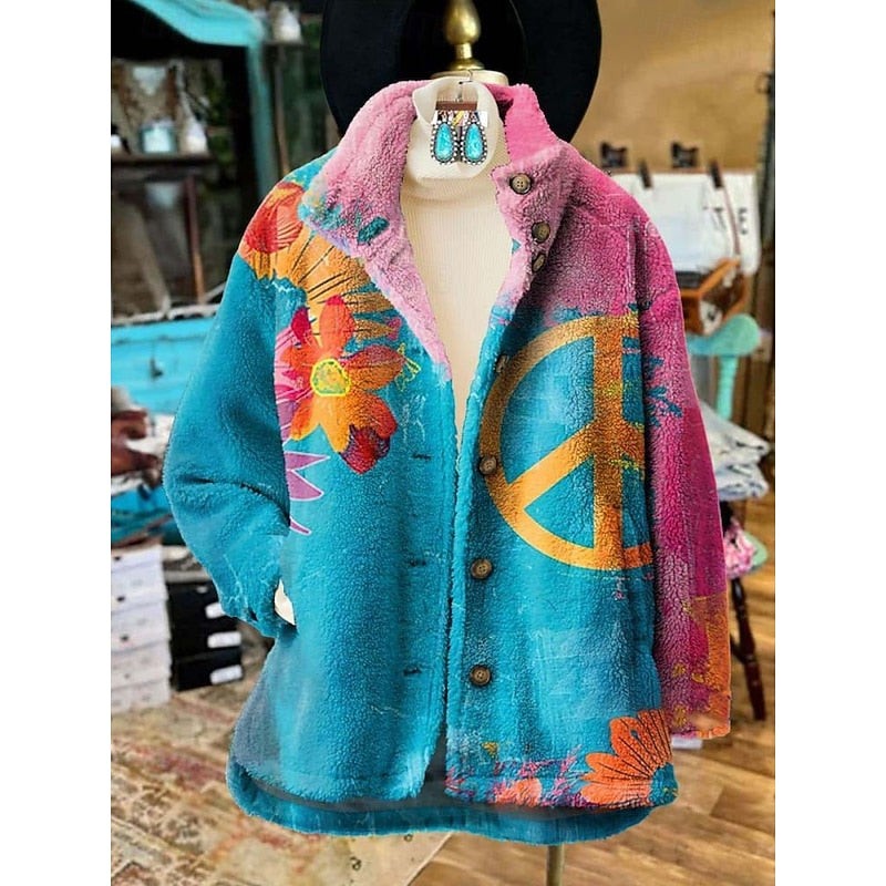 Veste matelassée à imprimé fleuri vintage pour femme