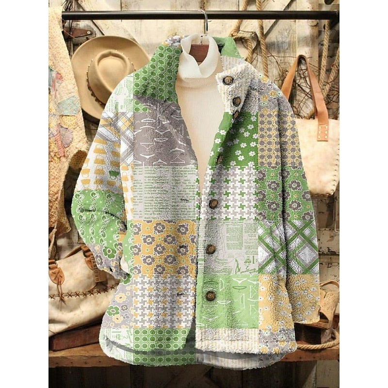 Veste matelassée à imprimé fleuri vintage pour femme
