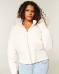 Veste matelassée courte à capuche amovible en fausse fourrure pour femme, Veste d'hiver élégante et confortable
