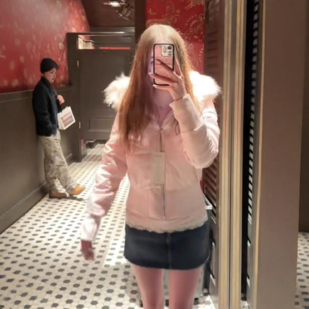 Veste matelassée courte à capuche amovible en fausse fourrure pour femme, Veste d'hiver élégante et confortable