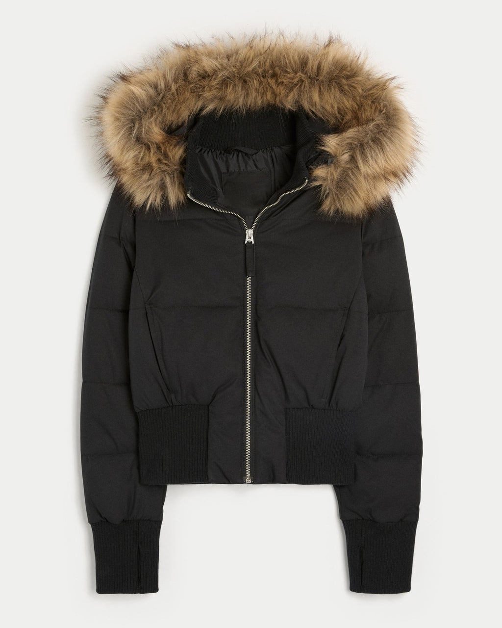 Veste matelassée courte à capuche amovible en fausse fourrure pour femme, Veste d'hiver élégante et confortable