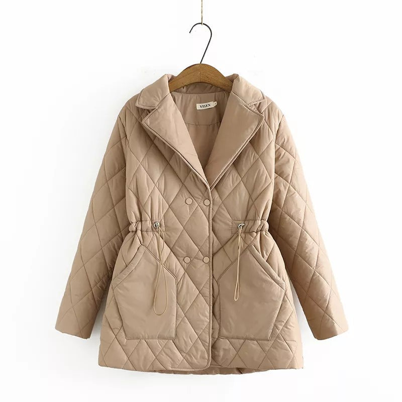 Veste matelassée imprimée grande taille à motif de feuilles d'automne pour femme, pour silhouette ronde
