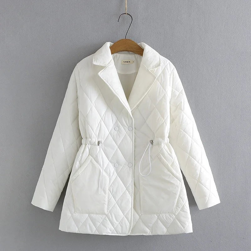 Veste matelassée imprimée grande taille à motif de feuilles d'automne pour femme, pour silhouette ronde