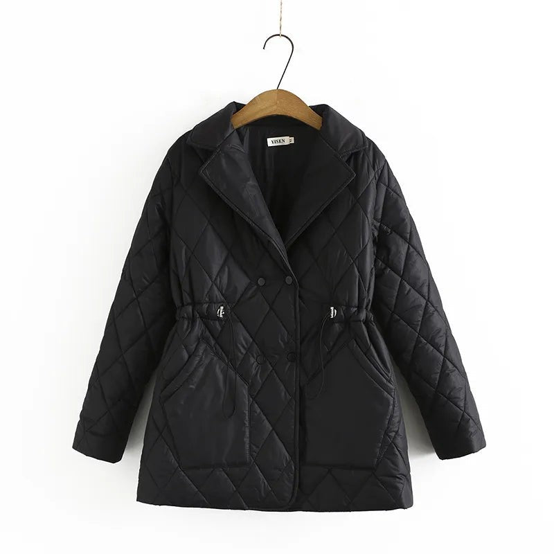 Veste matelassée imprimée grande taille à motif de feuilles d'automne pour femme, pour silhouette ronde