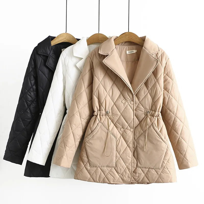 Veste matelassée imprimée grande taille à motif de feuilles d'automne pour femme, pour silhouette ronde