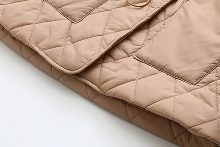 Veste matelassée imprimée grande taille à motif de feuilles d'automne pour femme, pour silhouette ronde