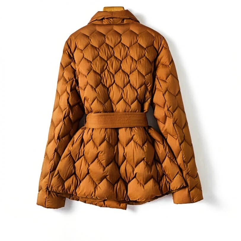 Veste matelassée pour femme avec ceinture à nouer, Matelassage à motif d'ondes