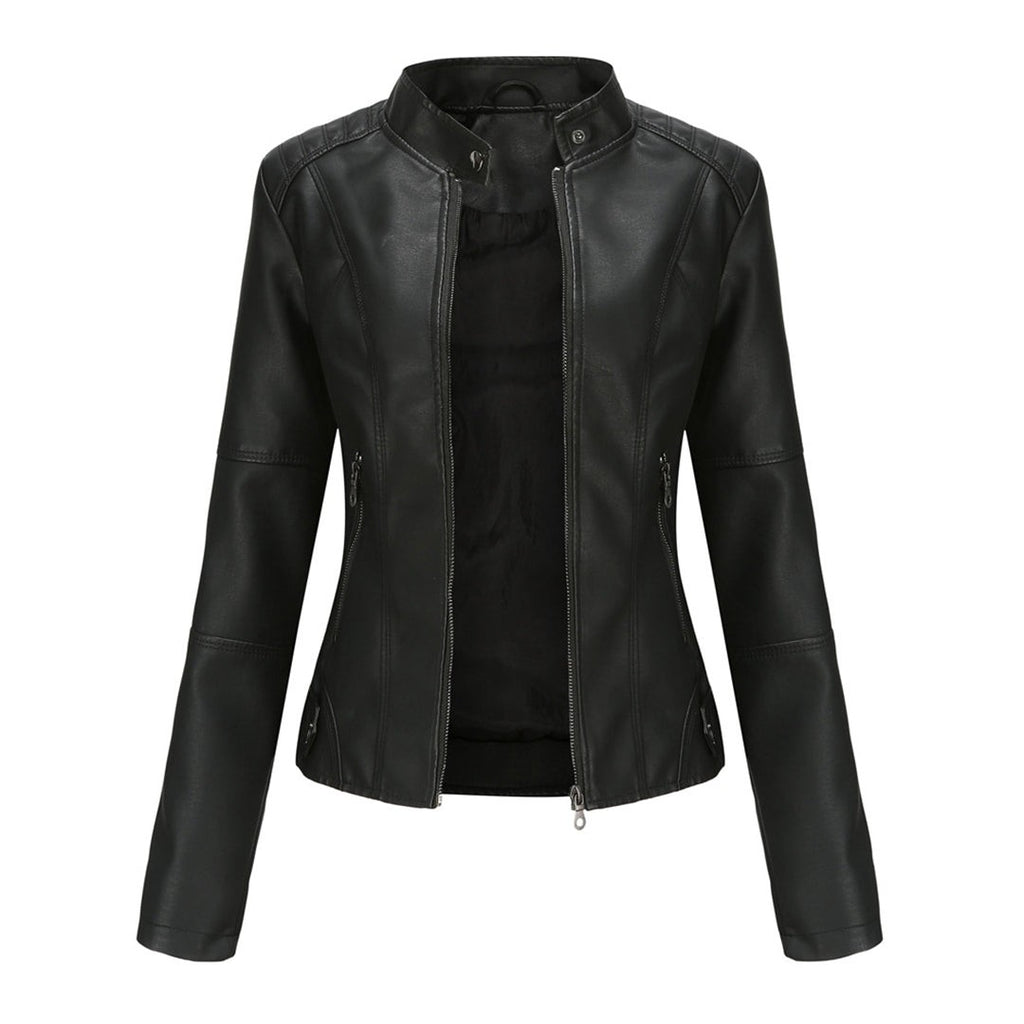 Veste motard aspect cuir femme avec fermeture éclair