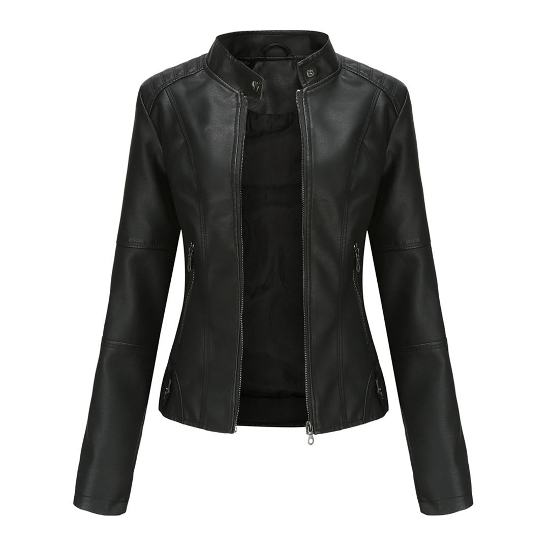 Veste motard aspect cuir femme avec fermeture éclair
