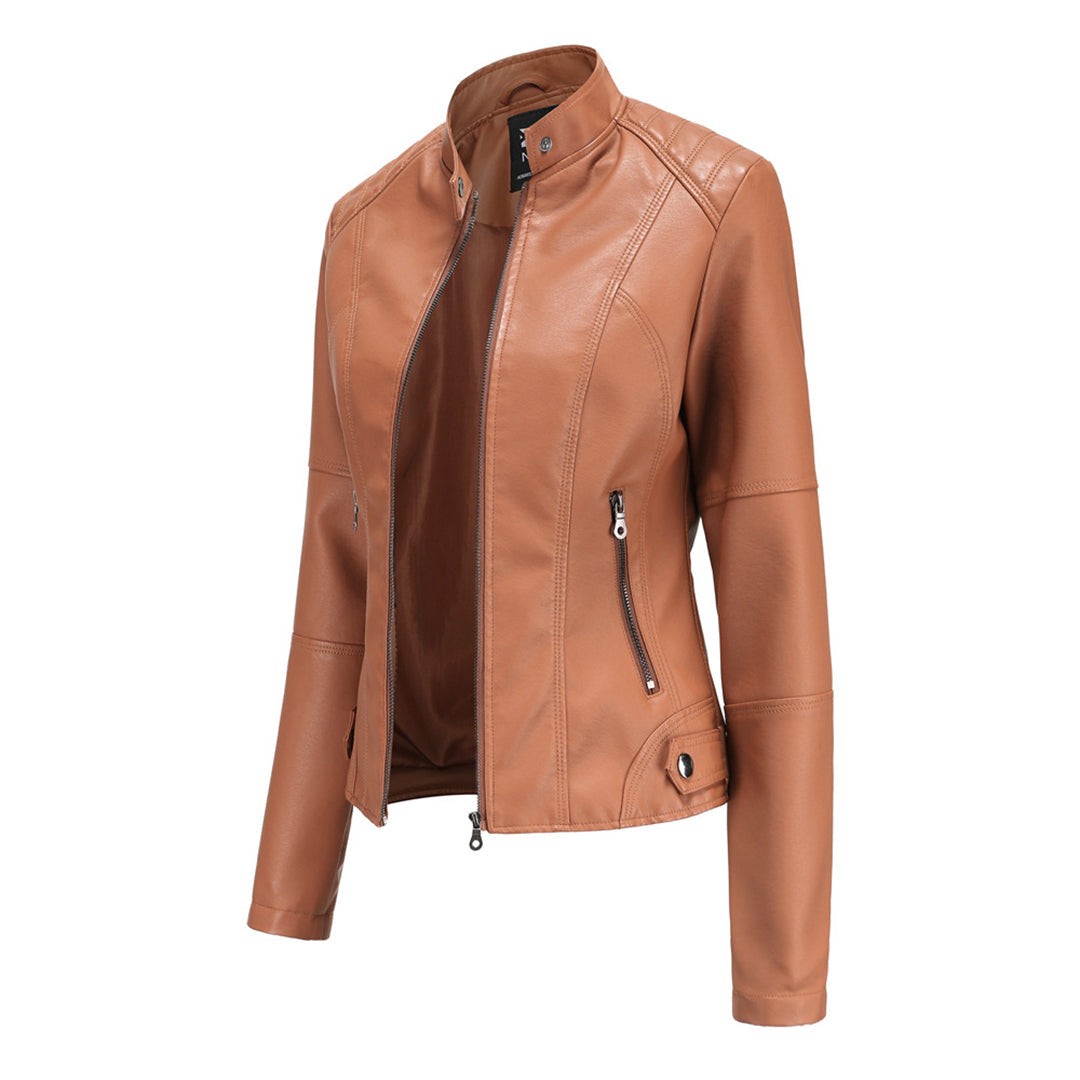Veste motard aspect cuir femme avec fermeture éclair