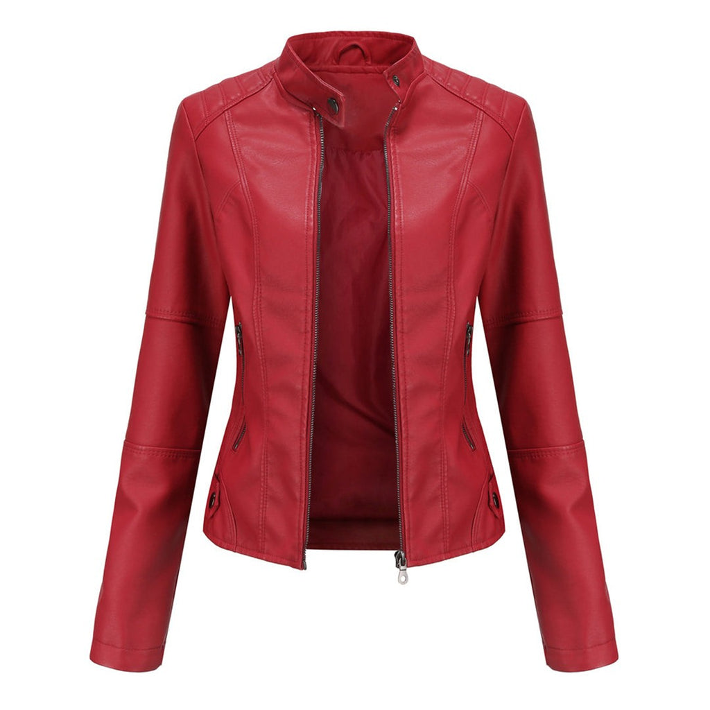 Veste motard aspect cuir femme avec fermeture éclair