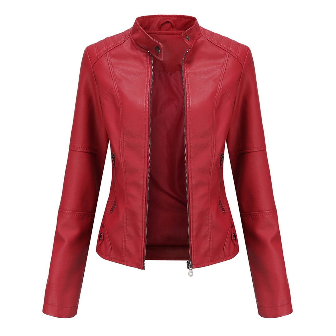 Veste motard aspect cuir femme avec fermeture éclair
