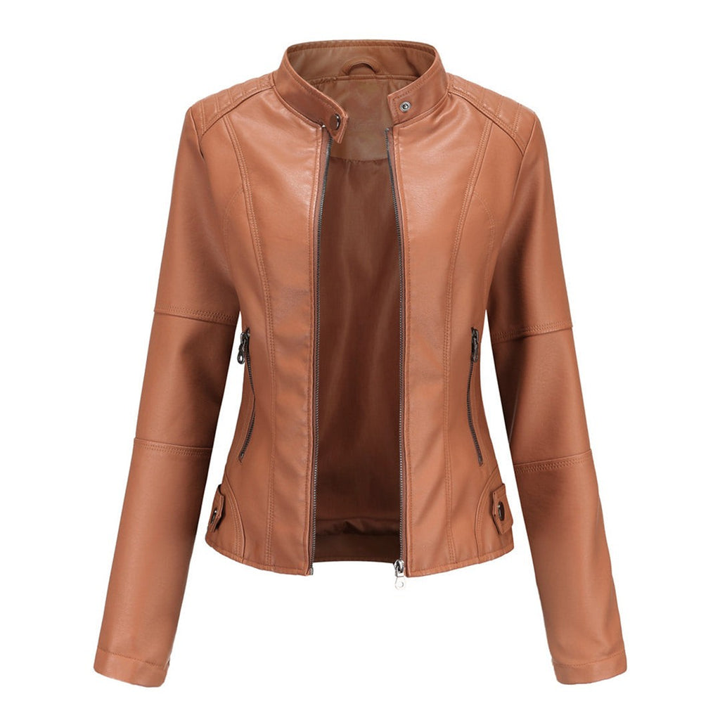 Veste motard aspect cuir femme avec fermeture éclair