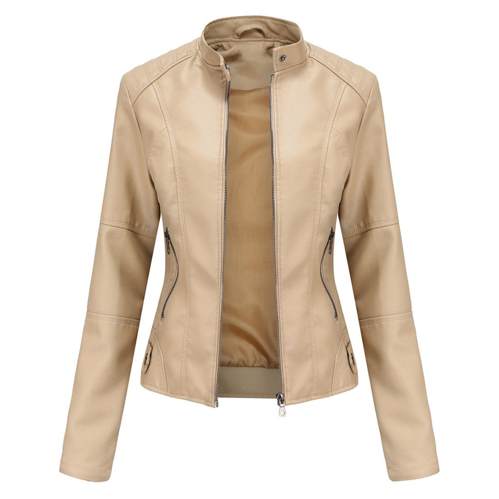 Veste motard aspect cuir femme avec fermeture éclair