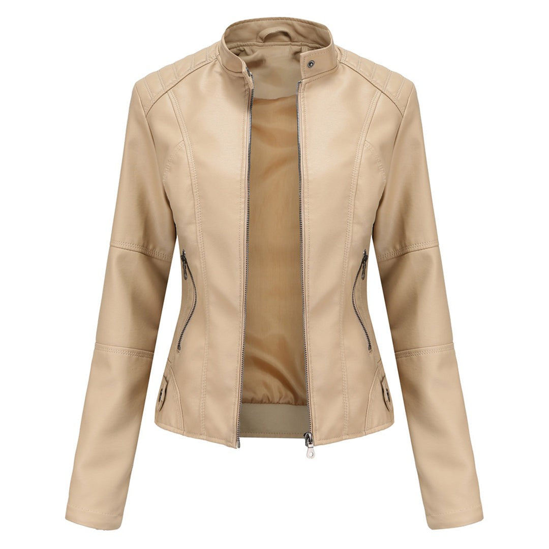 Veste motard aspect cuir femme avec fermeture éclair