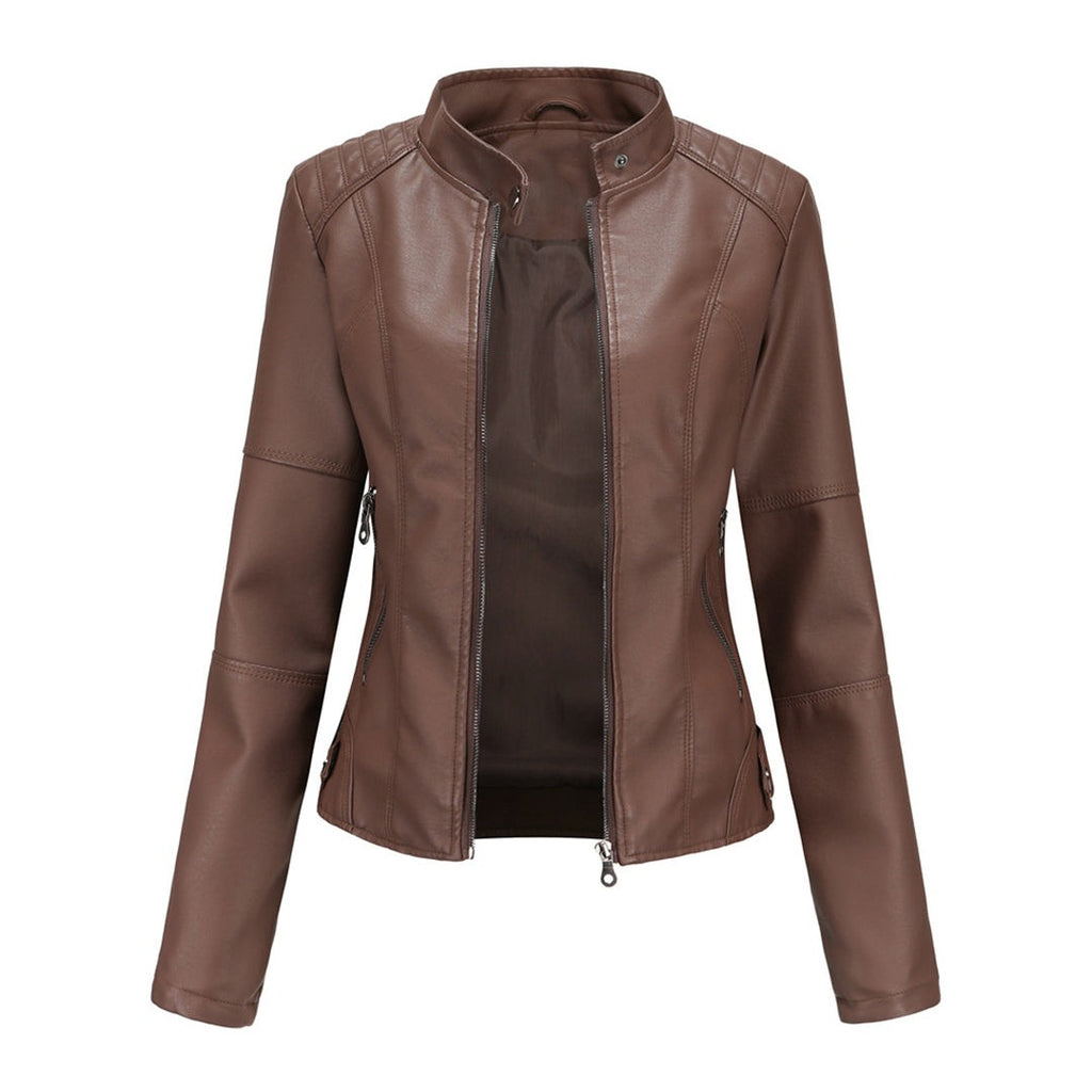 Veste motard aspect cuir femme avec fermeture éclair