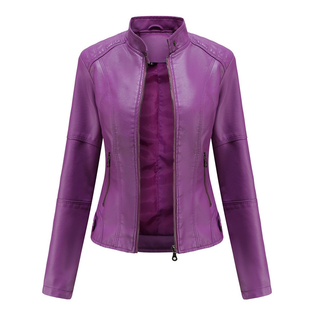 Veste motard aspect cuir femme avec fermeture éclair