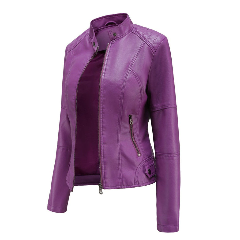 Veste motard aspect cuir femme avec fermeture éclair