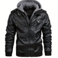 Veste motard en simili cuir à capuche pour homme