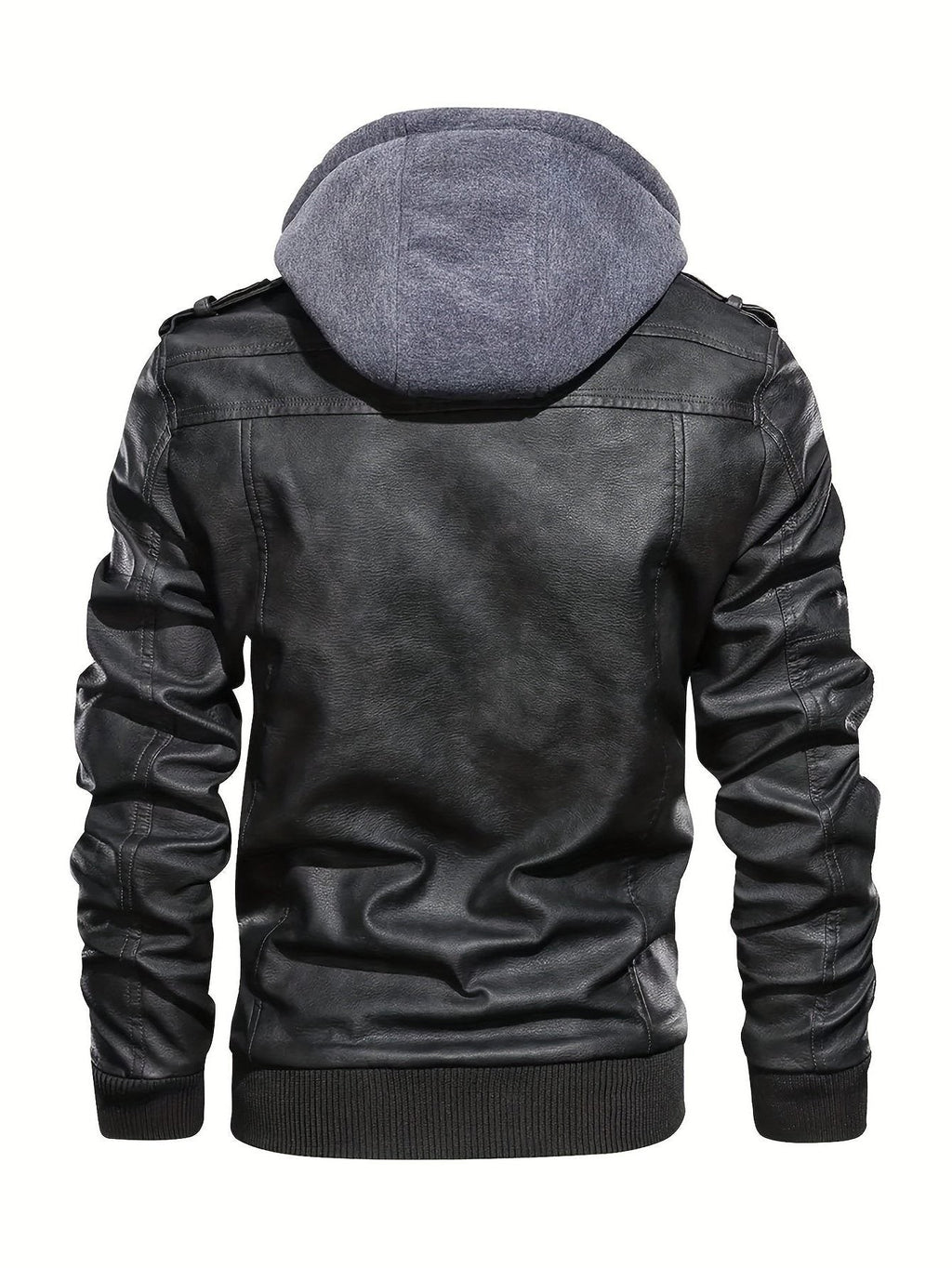 Veste motard en simili cuir à capuche pour homme