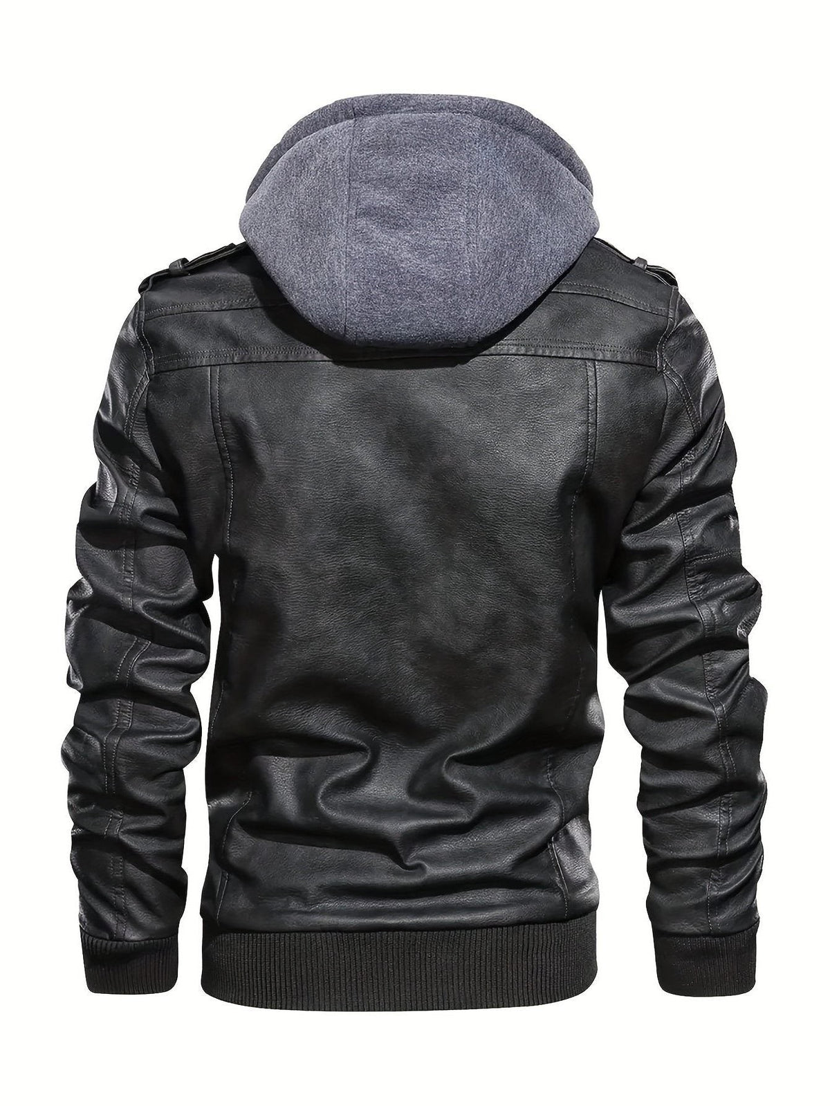 Veste motard en simili cuir à capuche pour homme