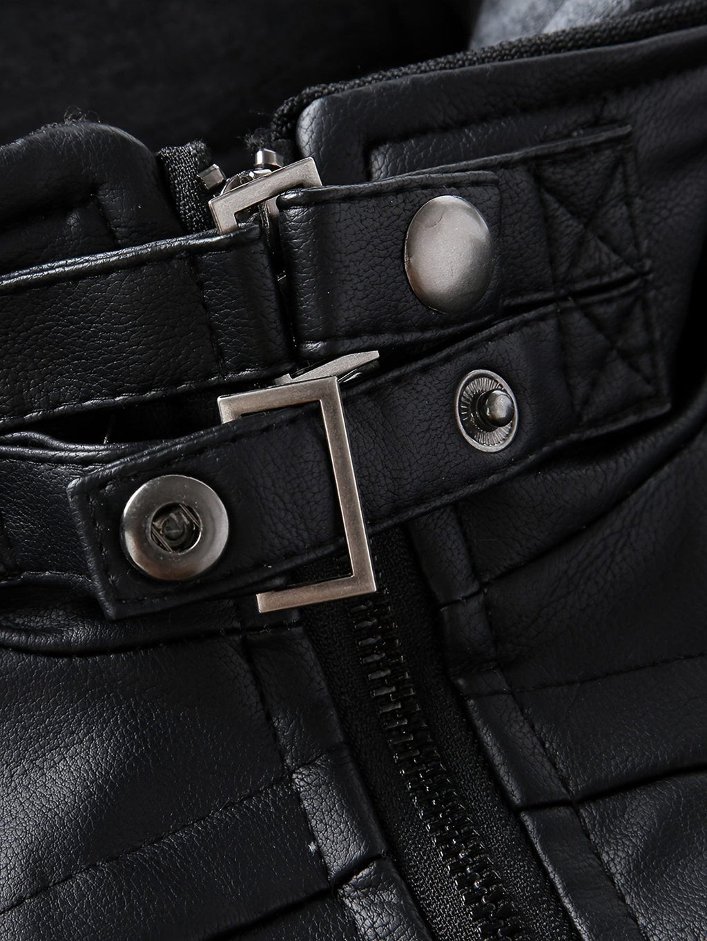 Veste motard en simili cuir à capuche pour homme