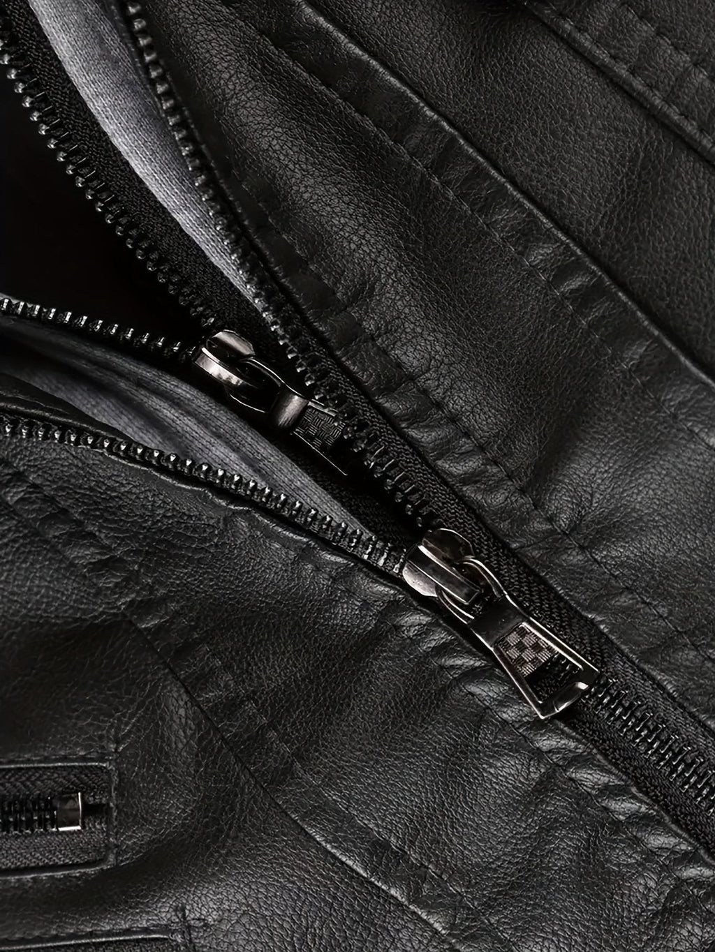 Veste motard en simili cuir à capuche pour homme