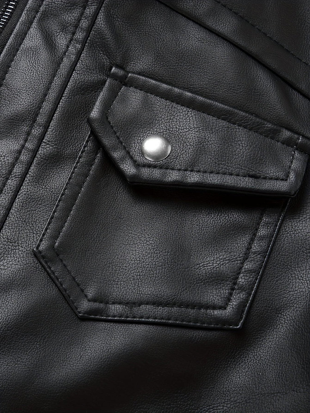 Veste motard en simili cuir à capuche pour homme