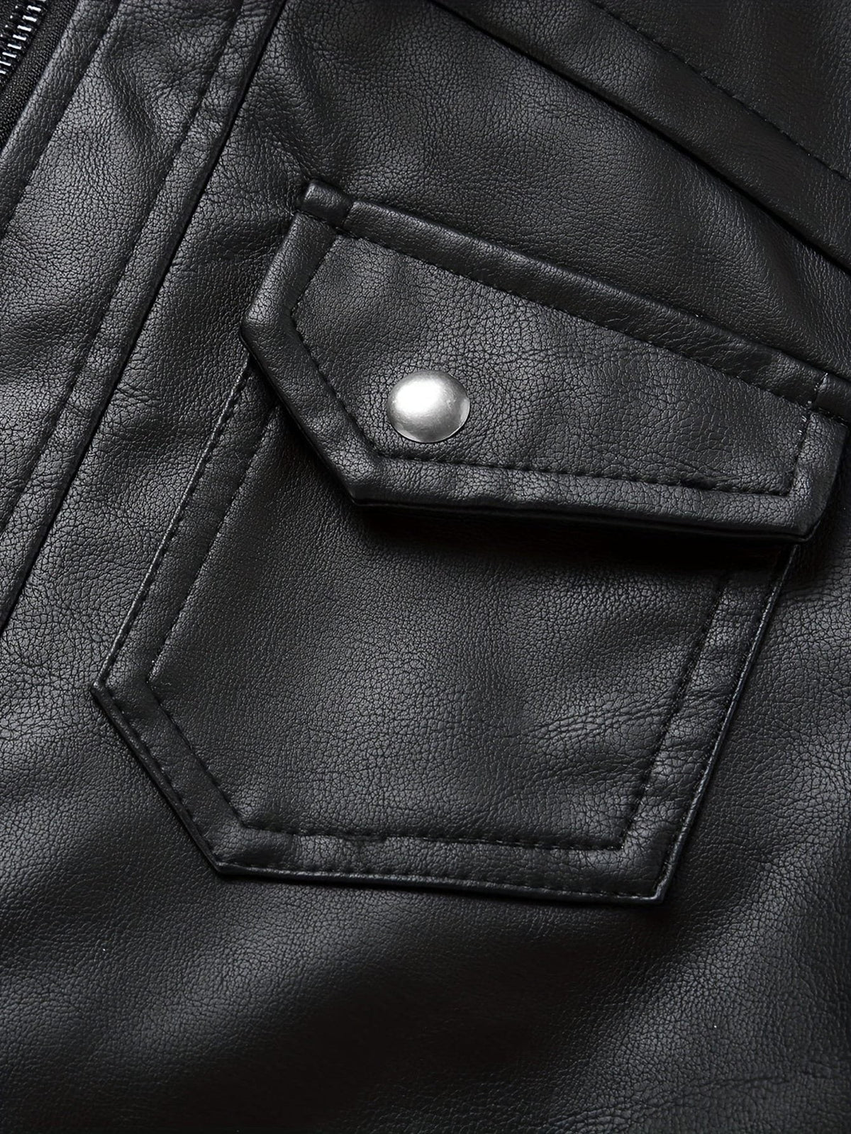 Veste motard en simili cuir à capuche pour homme