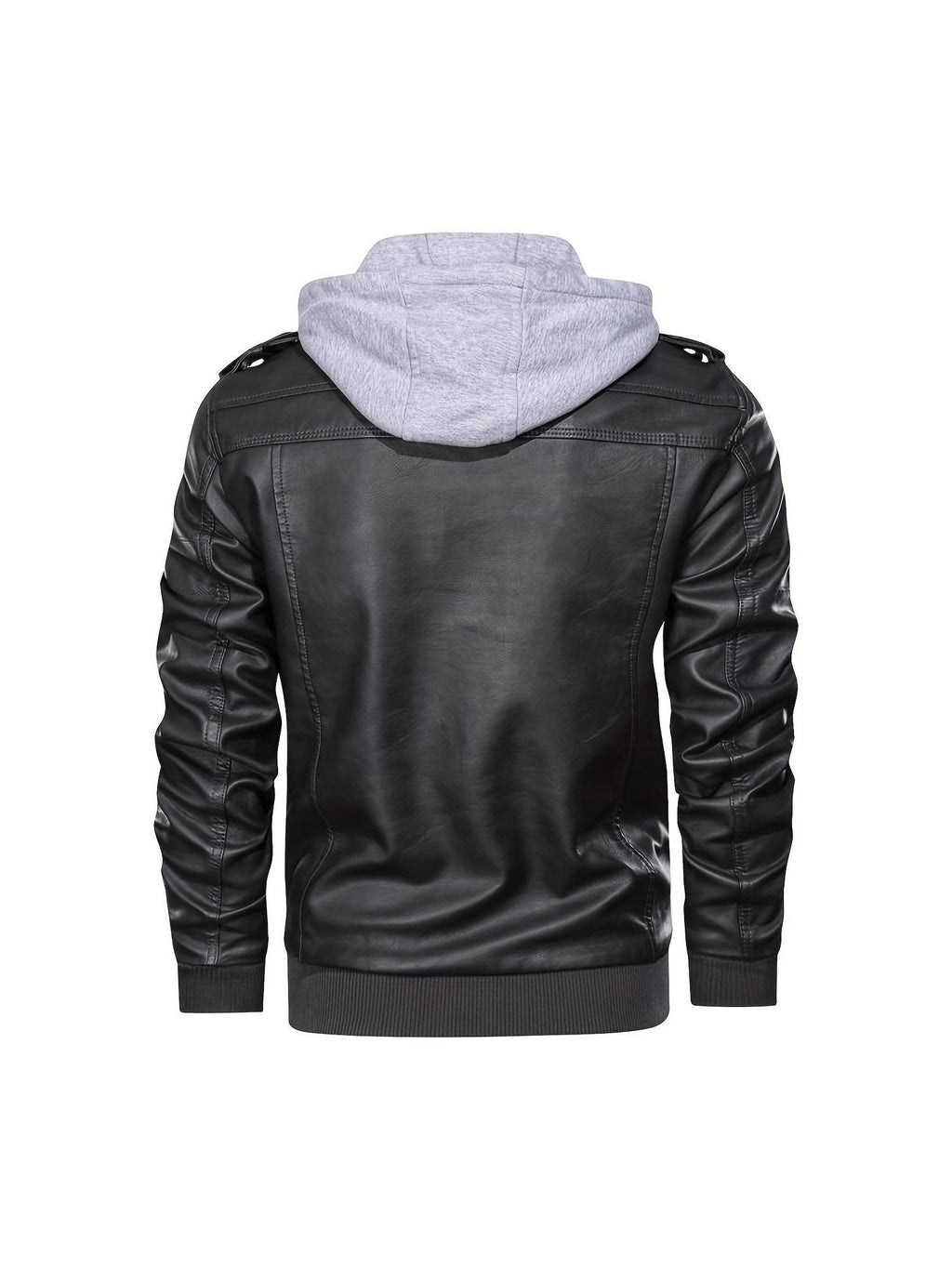 Veste motard en simili cuir à capuche pour homme