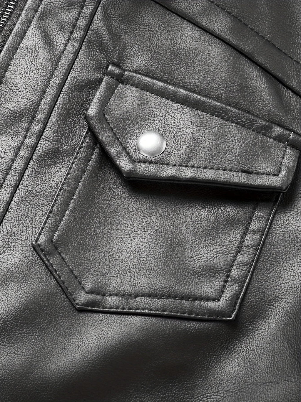 Veste motard en simili cuir à capuche pour homme