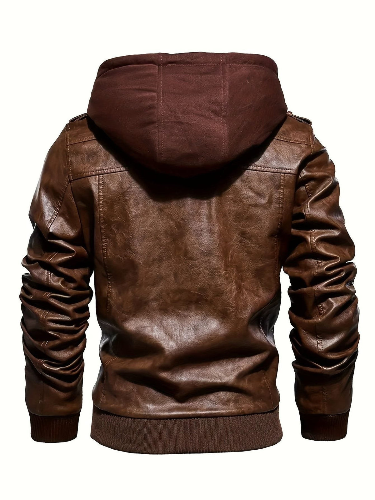 Veste motard en simili cuir à capuche pour homme