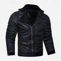 Veste motard en simili cuir pour homme, doublure en fausse fourrure