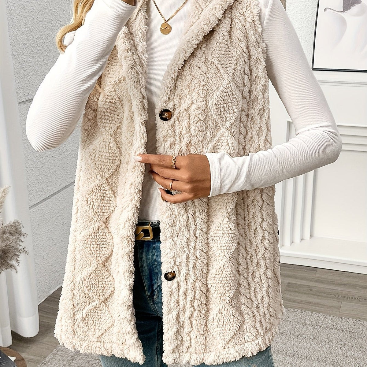 Veste sans manche femme confortable à capuche