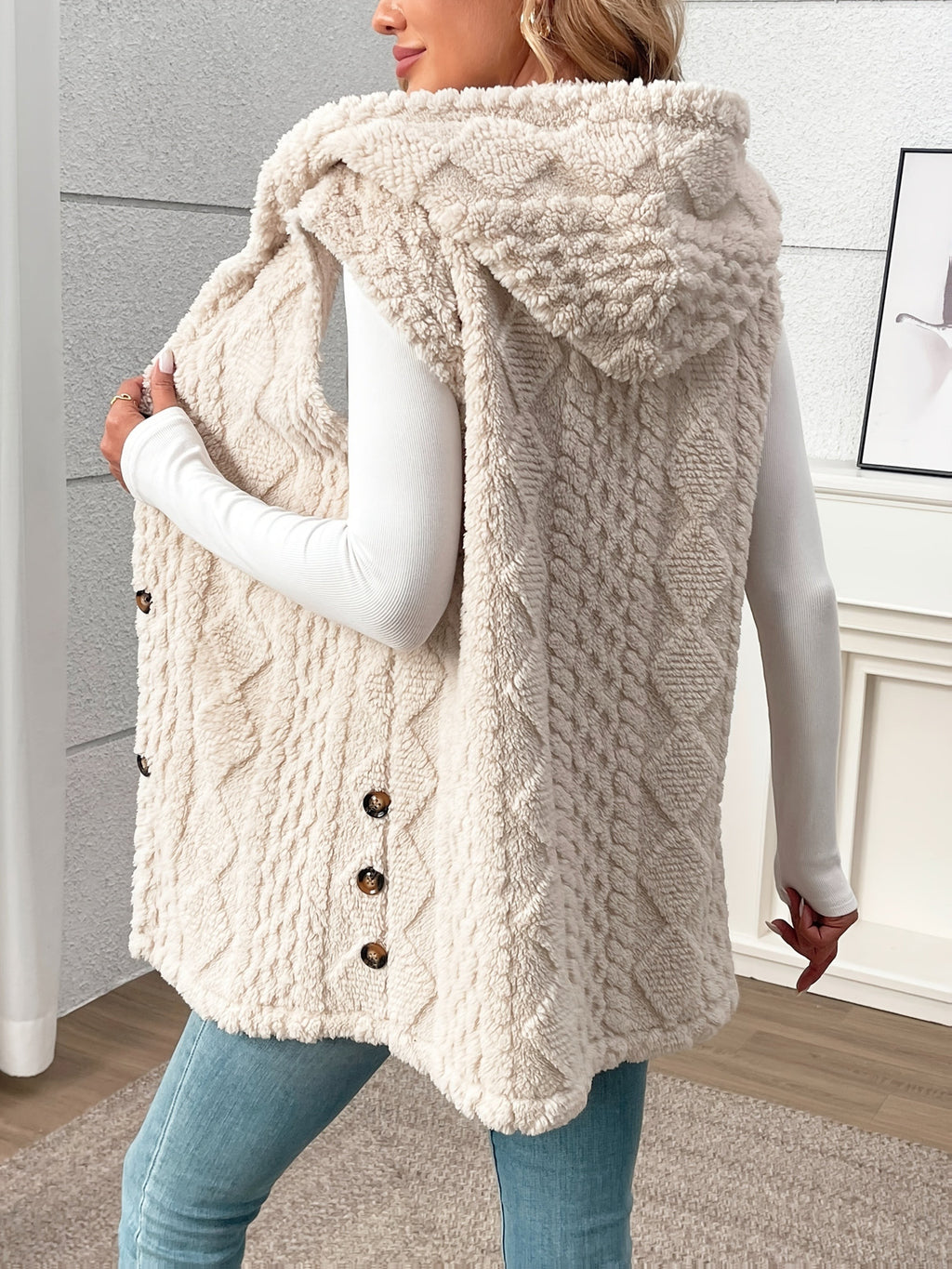 Veste sans manche femme confortable à capuche