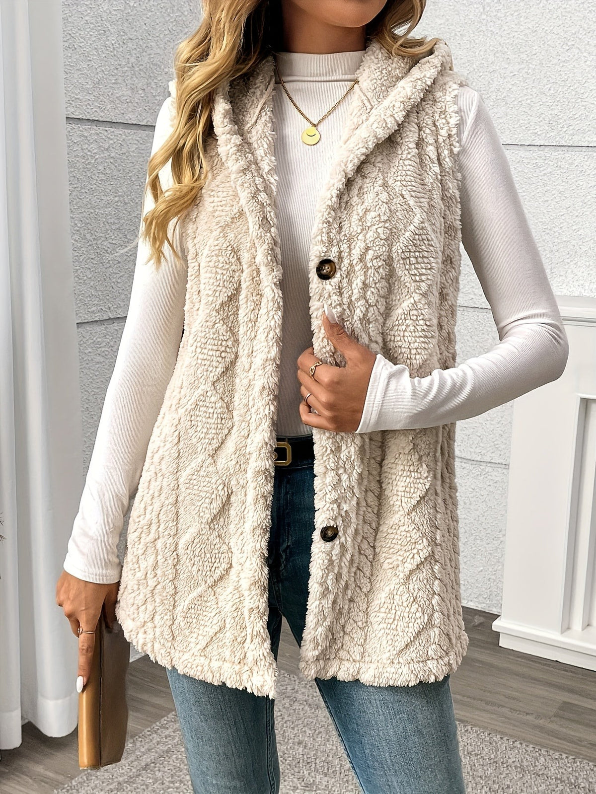 Veste sans manche femme confortable à capuche