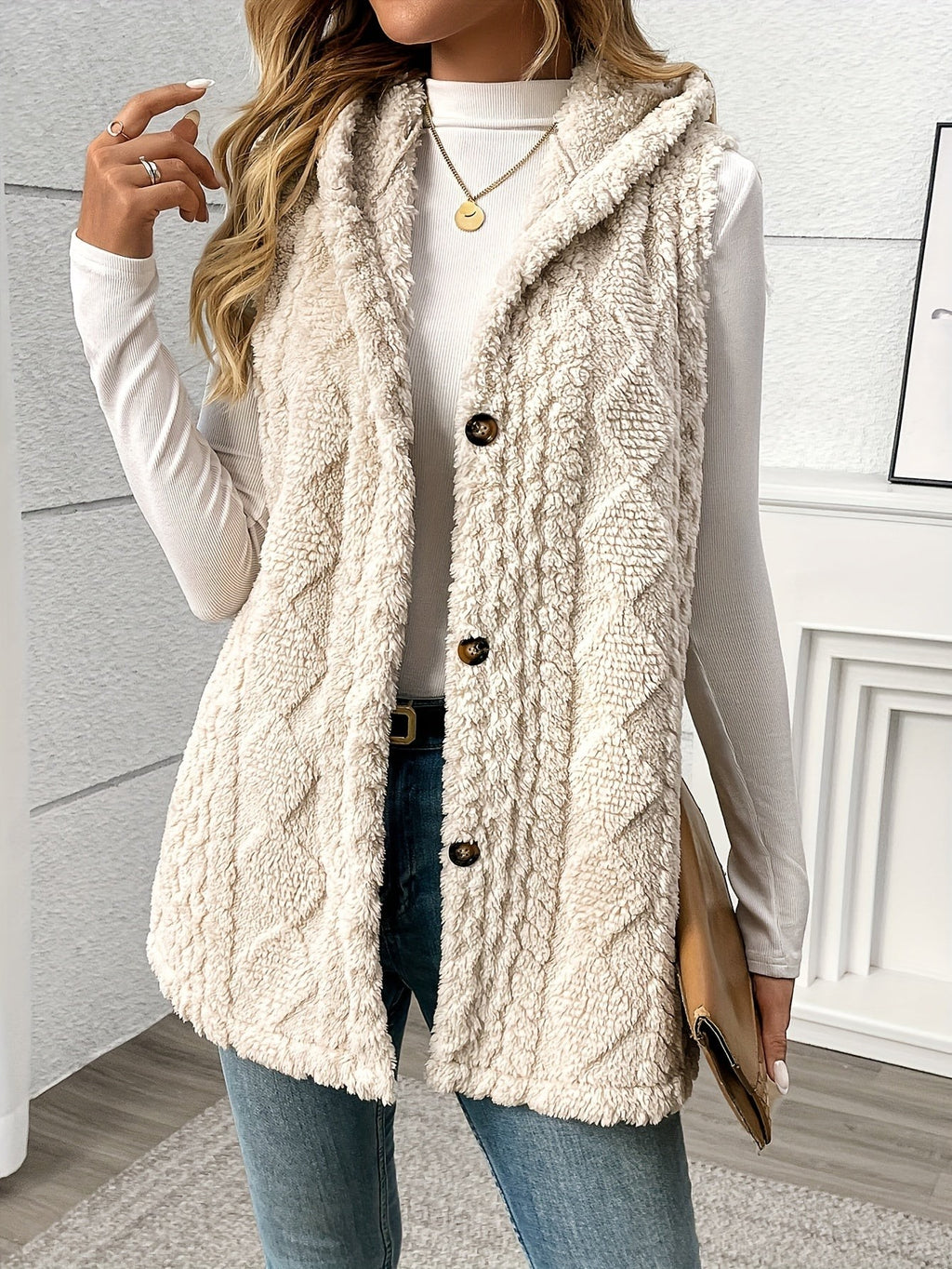 Veste sans manche femme confortable à capuche