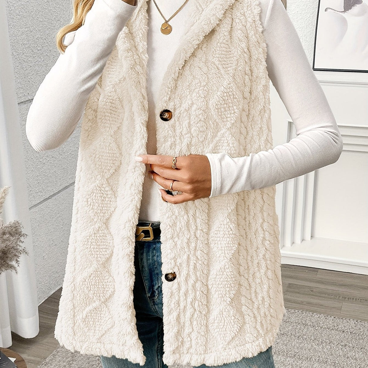 Veste sans manche femme confortable à capuche