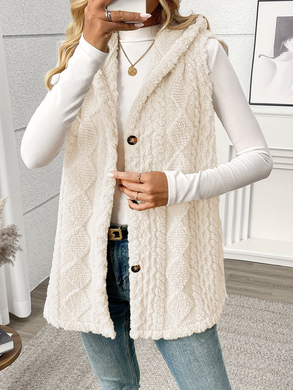 Veste sans manche femme confortable à capuche