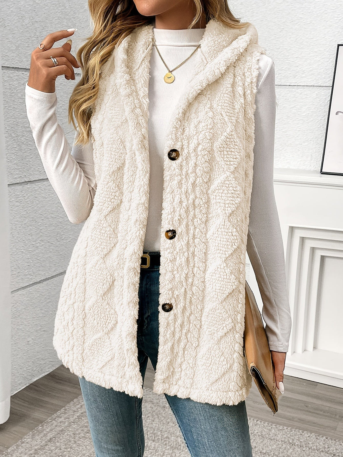 Veste sans manche femme confortable à capuche