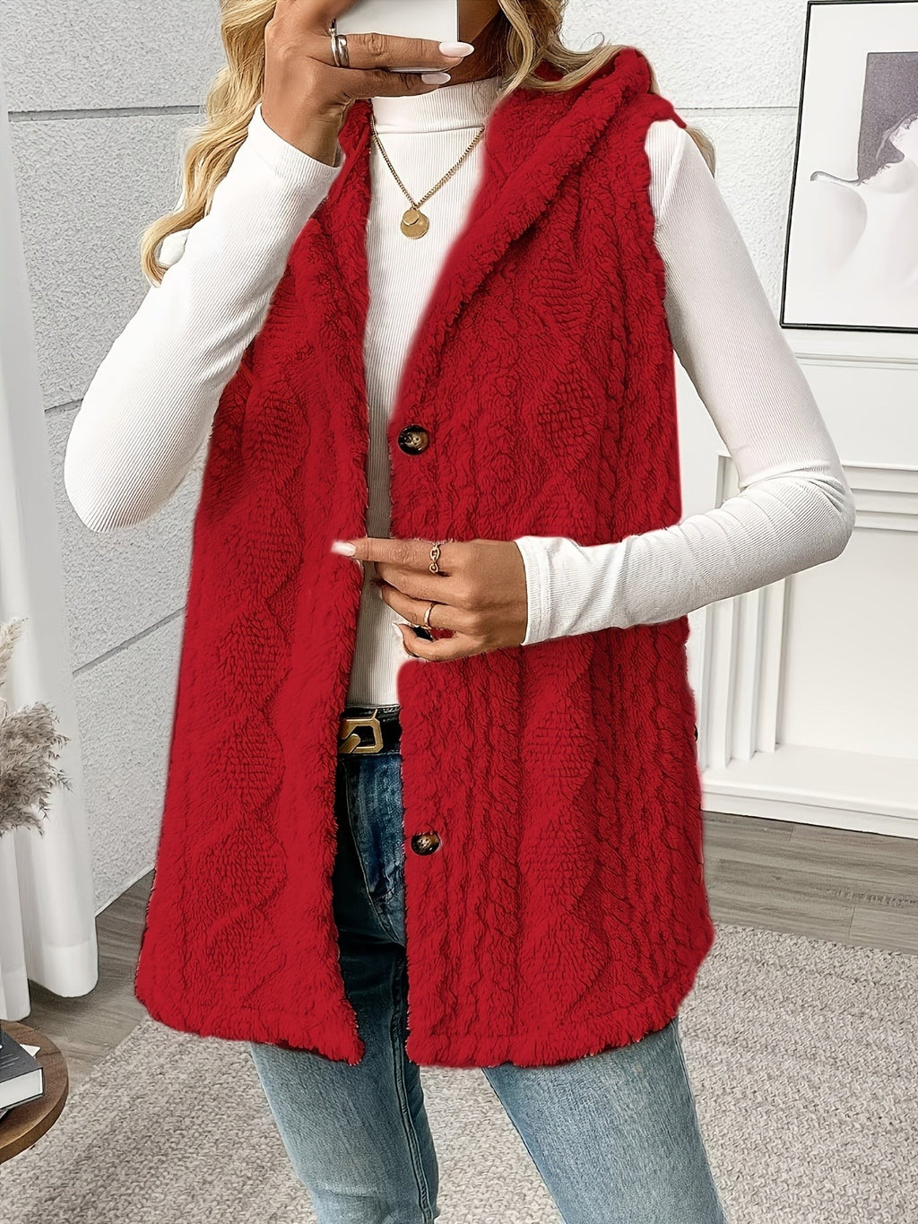 Veste sans manche femme confortable à capuche