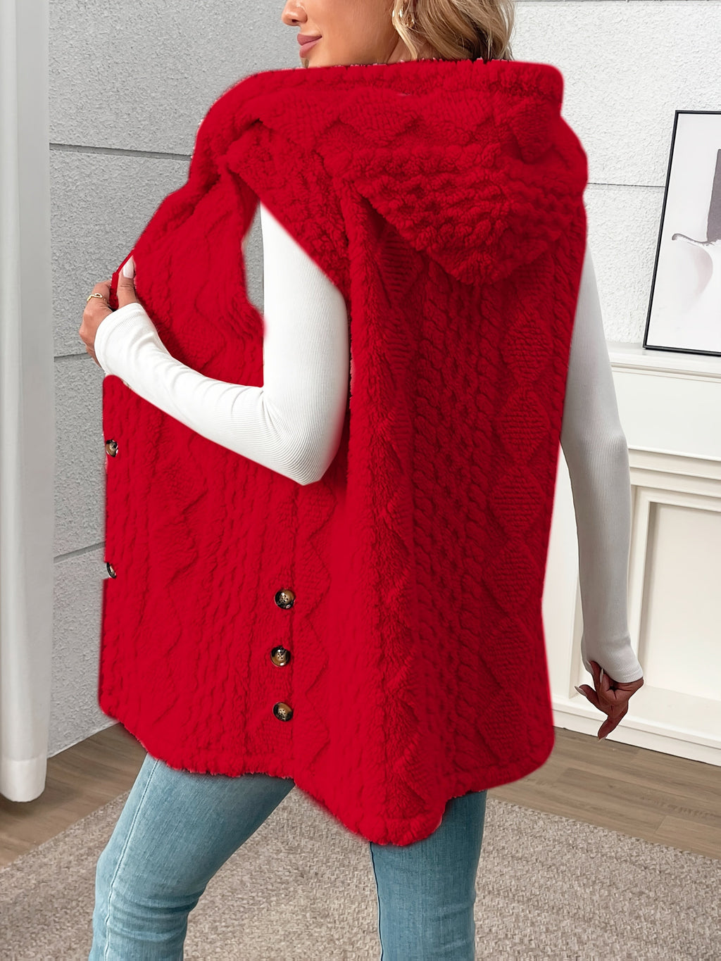 Veste sans manche femme confortable à capuche
