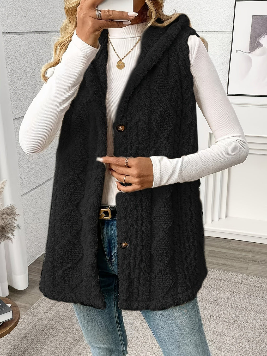 Veste sans manche femme confortable à capuche