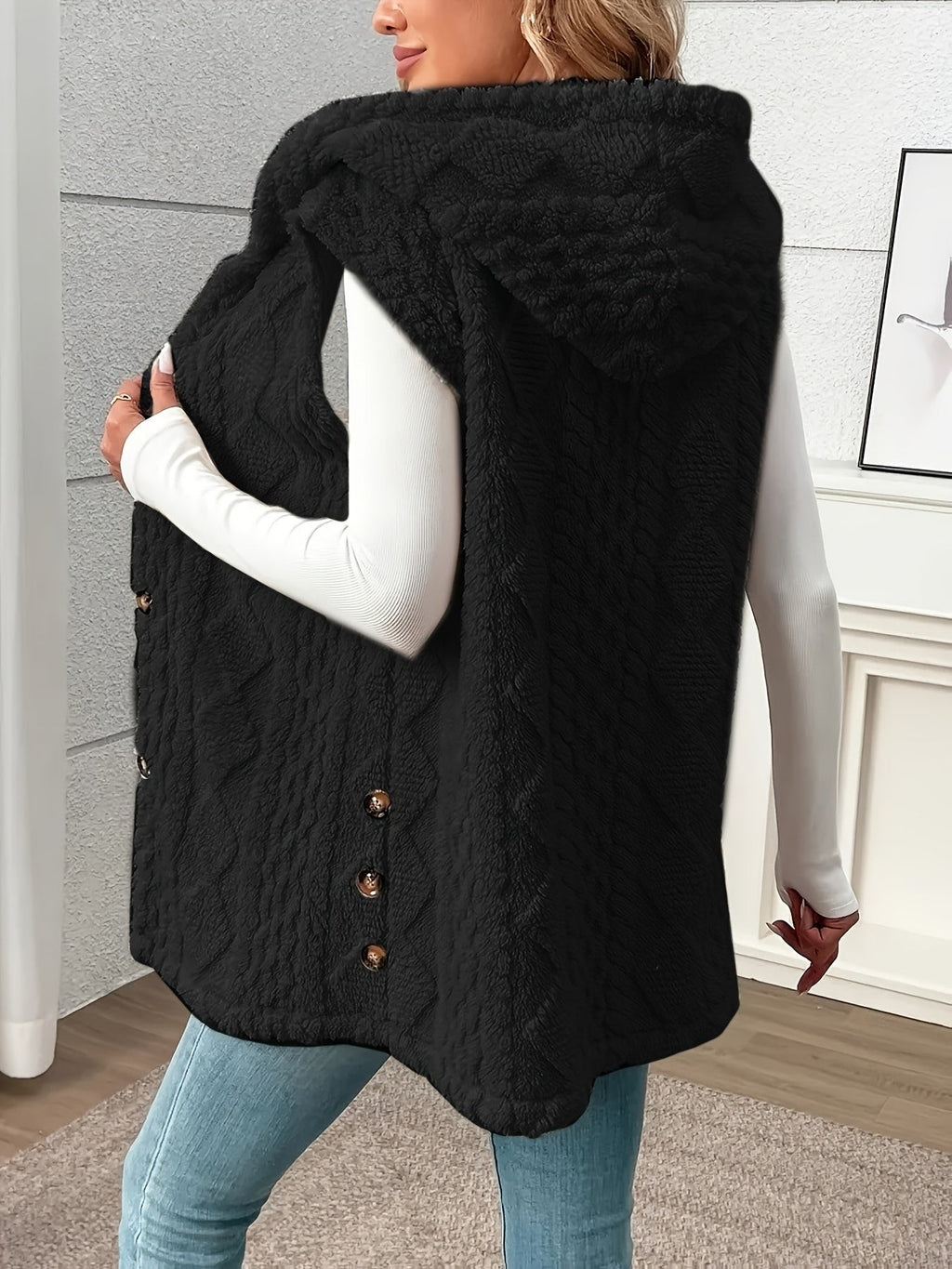 Veste sans manche femme confortable à capuche