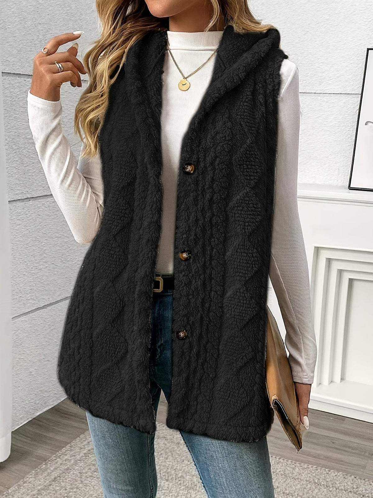 Veste sans manche femme confortable à capuche